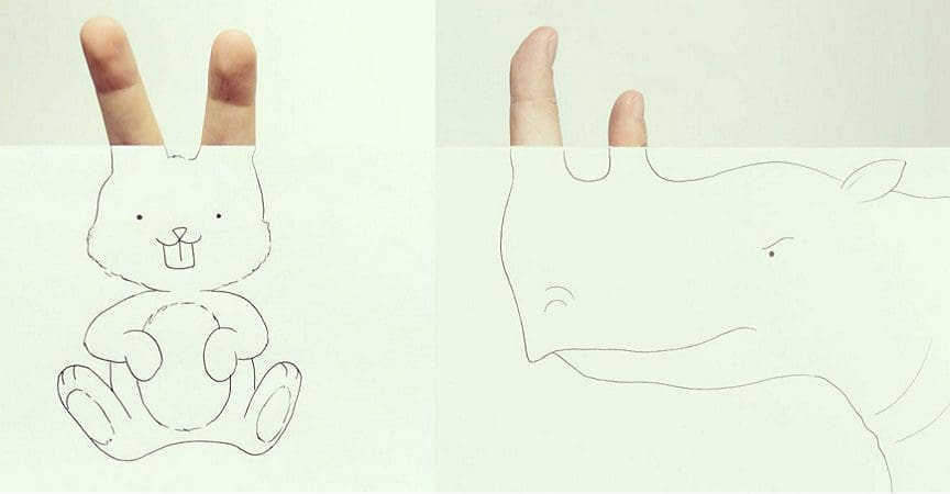 12 originales Doodles creados con las manos