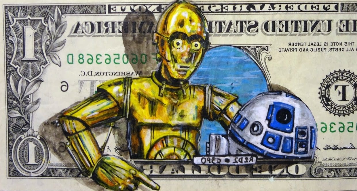 Personajes de Star Wars son pintados en billetes - mott