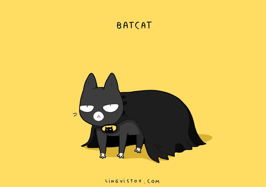 Si los gatos fueran superhéroes batcat