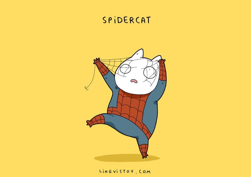 Si los gatos fueran superhéroes spidercat