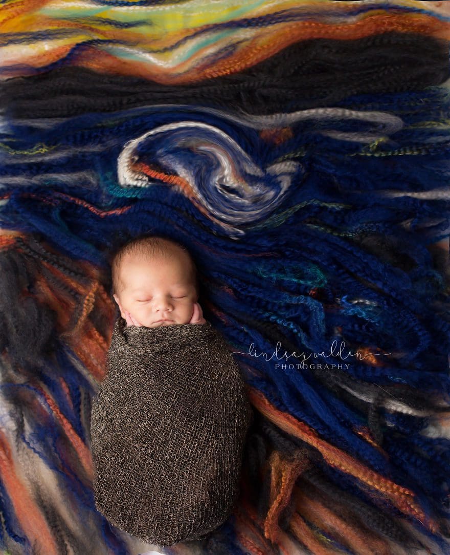 Esta fotógrafa recrea conocidas obras de arte utilizando tiernos bebés como modelos munch