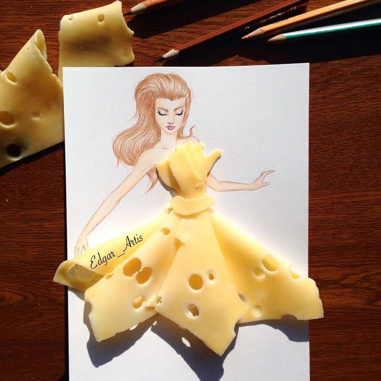 Este ilustrador junta moda con comida de una gran manera queso