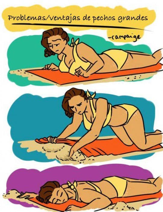 Ilustraciones que sólo las mujeres con pechos grandes entenderán playa