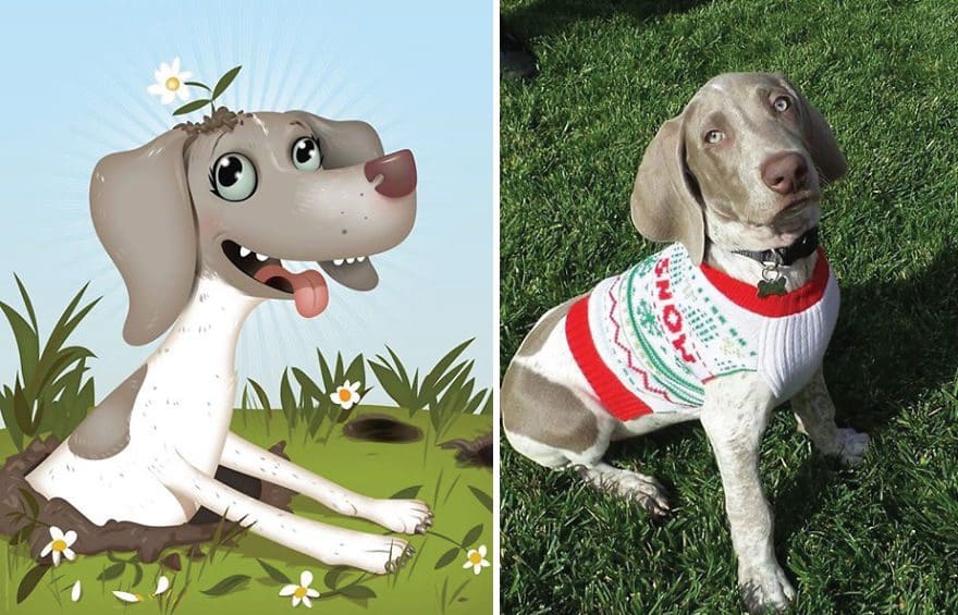 Artista crea divertidos retratos de mascotas según cómo sus dueños las describan 13