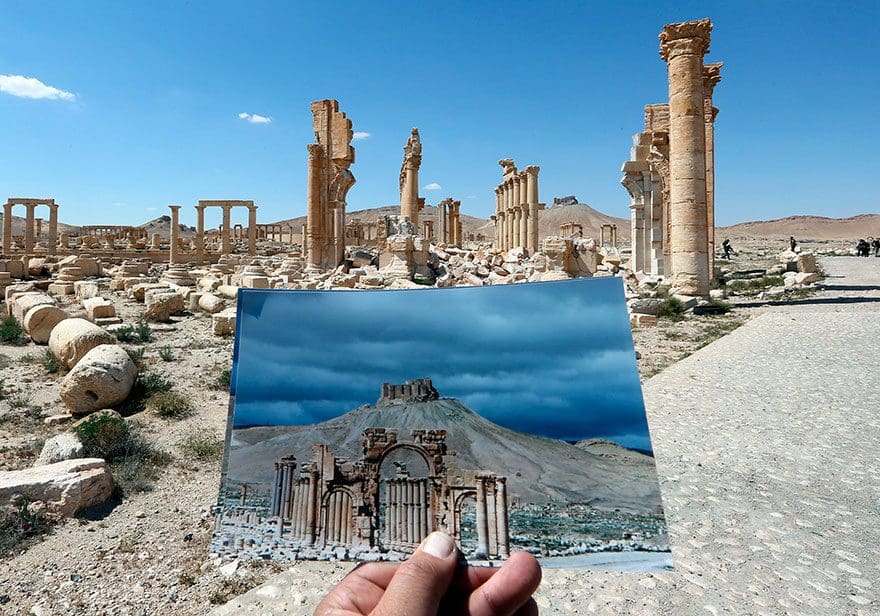 El antes y el después de importantes monumentos de Siria destruidos por ISIS arco del triunfo