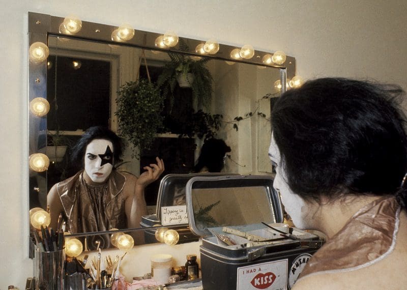 NEW YORK - APRIL 24:  Rhythm guitarist and co-lead singer Paul Stanley of American hard rock band KISS at Make Up Center on April 24, 1974 in New York City.  (Photo by Waring Abbott/Getty Images)