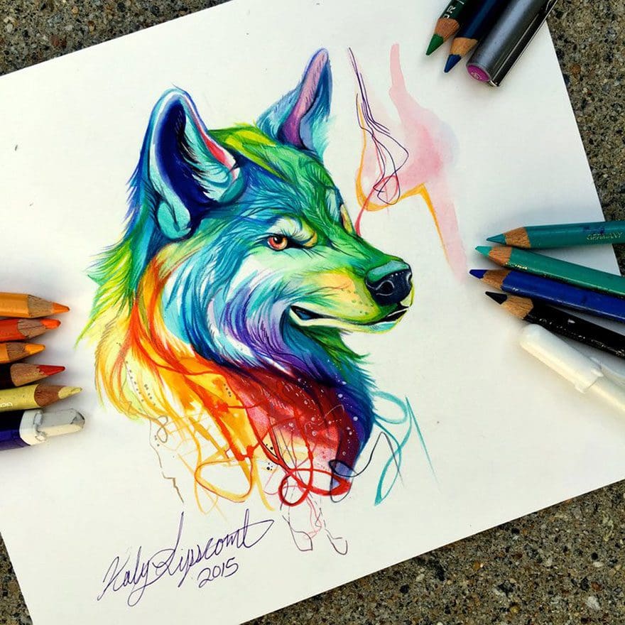 Las artísticas ilustraciones de animales hechas con plumones y colores 1