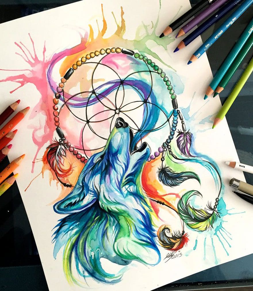 Las artísticas ilustraciones de animales hechas con plumones y colores 12