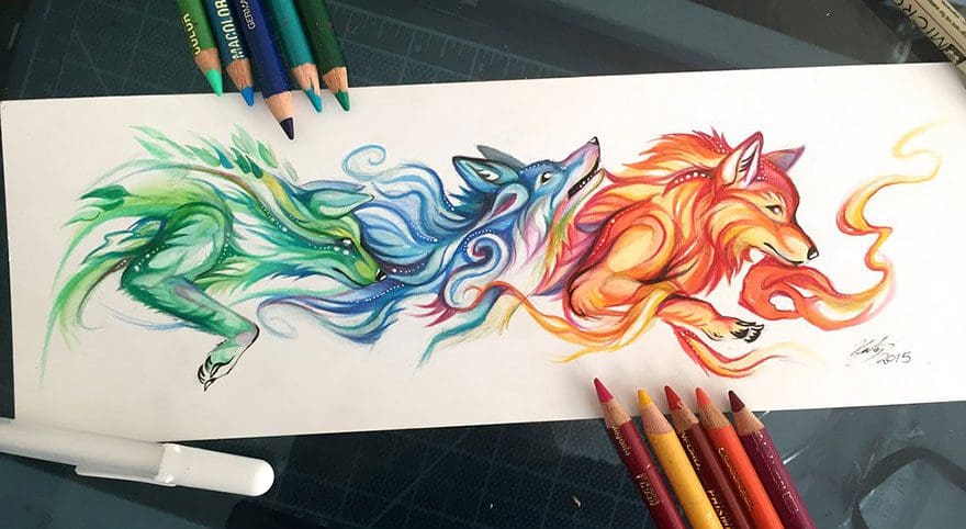 Las artísticas ilustraciones de animales hechas con plumones y colores 5