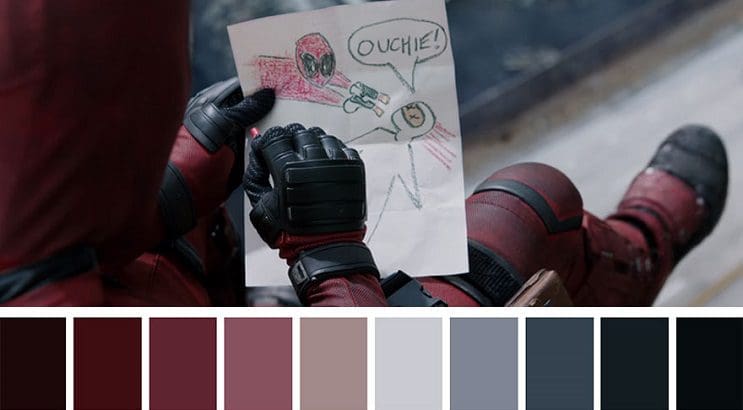 Los colores a partir de conocidas escenas de películas deadpool