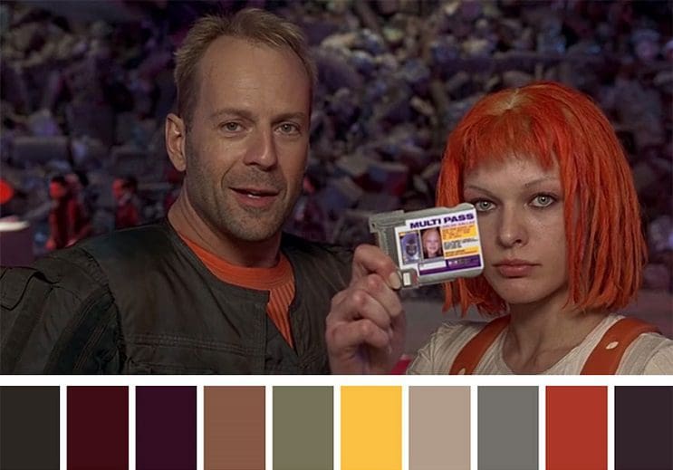 Los colores a partir de conocidas escenas de películas quinto elemento