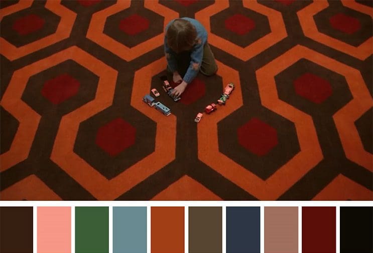Los colores a partir de conocidas escenas de películas the shinning