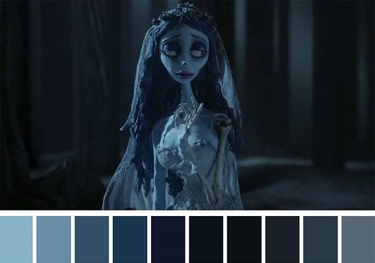 Los colores a partir de conocidas escenas de películas corpse bride