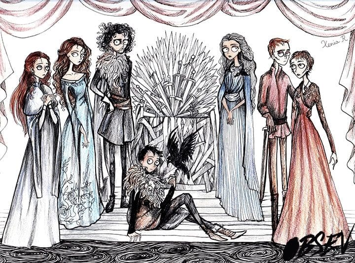 Cómo se verían los personajes de Game of Thrones al estilo Tim Burton trono de hierro