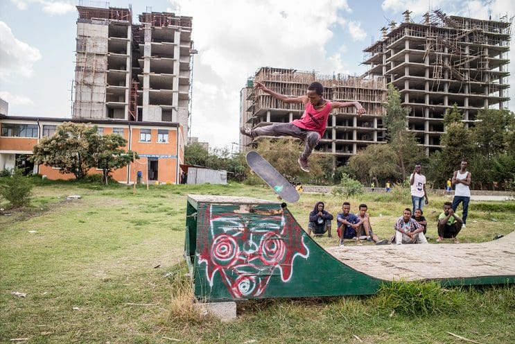 Henok's last session on the old and rotten mini-ramp at the Gabriel Kebele Youth Center, before it's demolished to make space for Ethiopia's first skatepark.