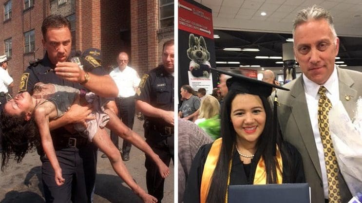 Policía salvó la vida de una niña de 5 años y 18 años después asistió su graduación 1