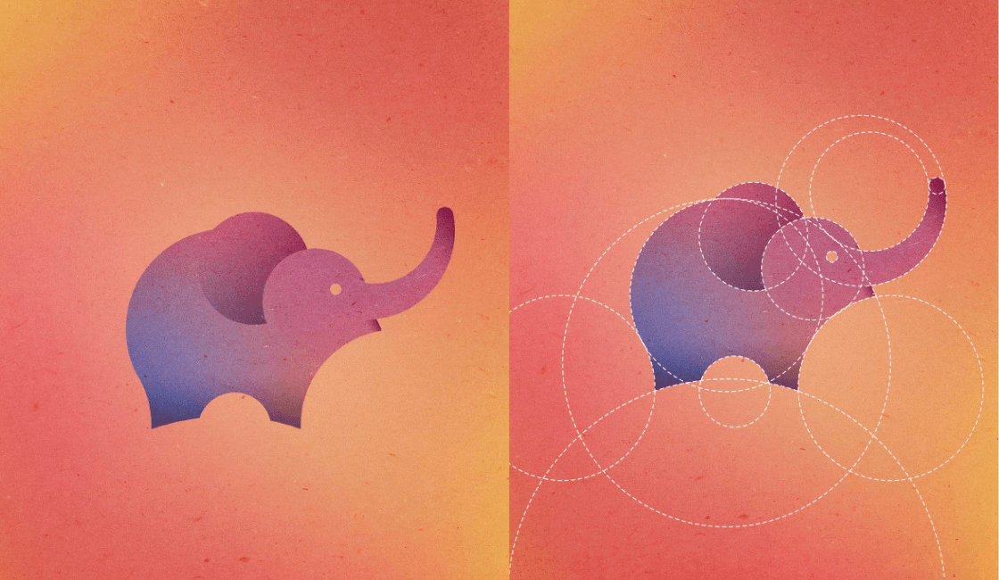dibujos a base de círculos elefante