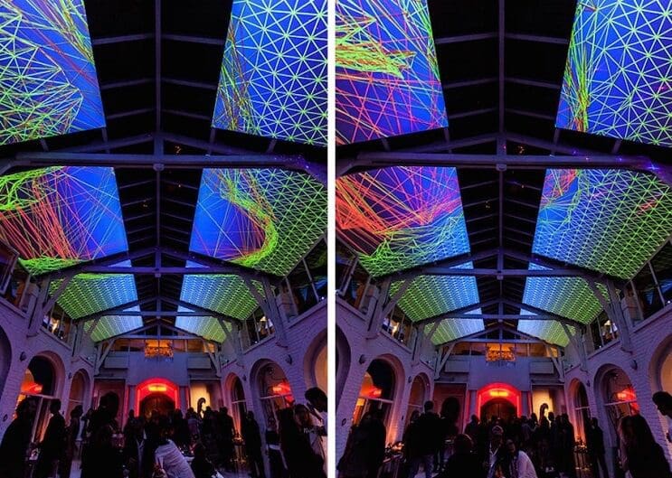 Este artista recreó la impresionante visión de un caleidoscopio en el techo de un salón