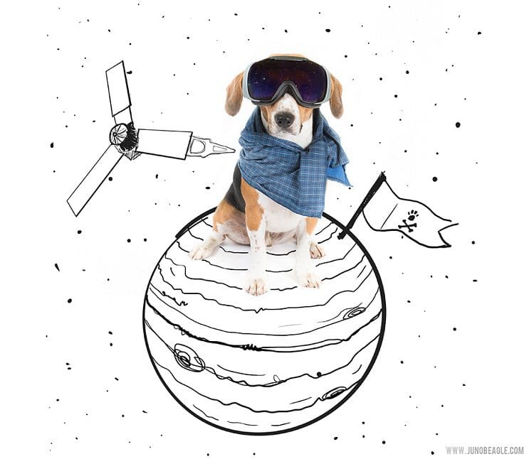 Este lindo Beagle vive las más grandes aventuras en esta serie de doodles animados astronauta