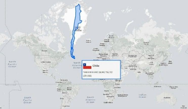 Quieres saber cuál es el tamaño real de tu país Este mapa interactivo te ayudará - Chile