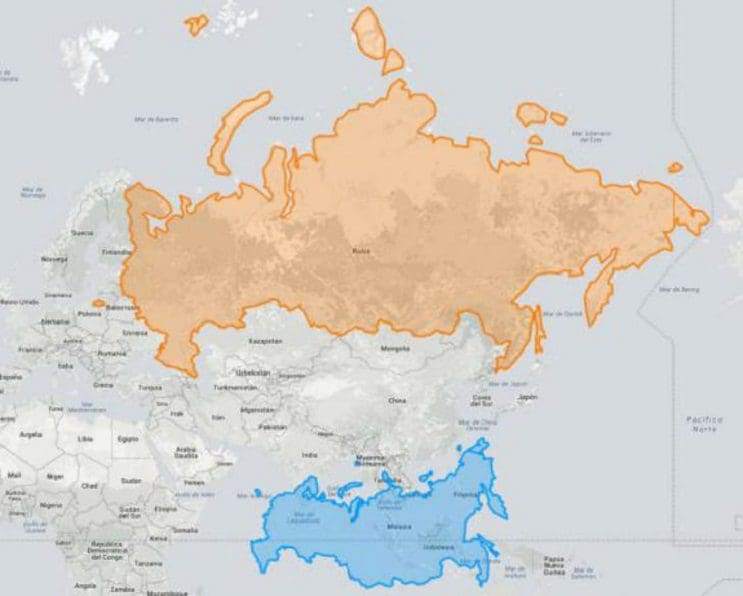 Quieres saber cuál es el tamaño real de tu país Este mapa interactivo te ayudará - Rusia