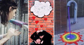 Coloridos tejidos a crochet invaden las calles de la ciudad