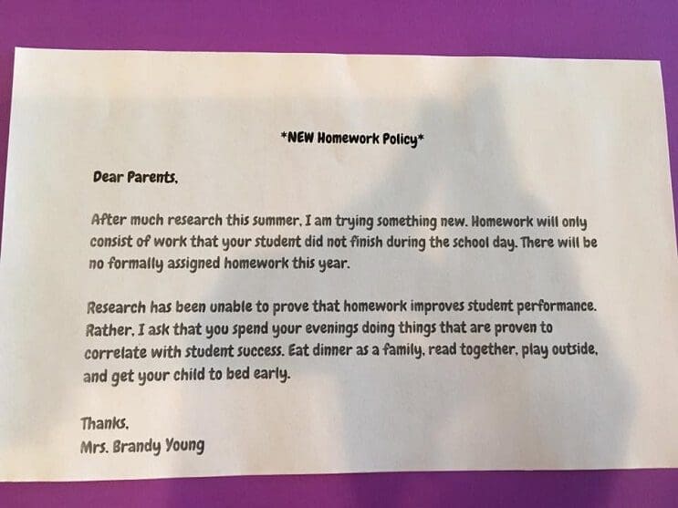 Profesora decidió no dejarles tares a sus alumnos y la carta explicándolo se ha vuelto viral (1)