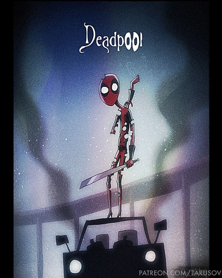 asi-se-verian-los-superheroes-de-hoy-si-hubieran-sido-hechos-por-tim-burton-deadpool