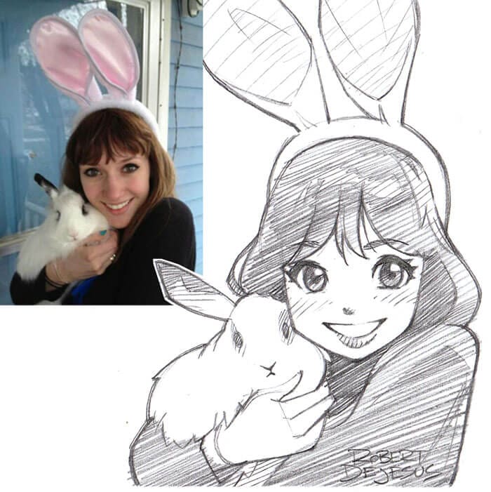 este-ilustrador-convierte-a-los-extranos-en-caricaturas-conejo