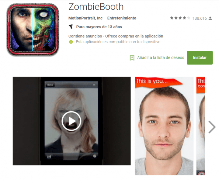 aplicaciones con los mejores efectos divertidos para fotos 04: ZombieBooth