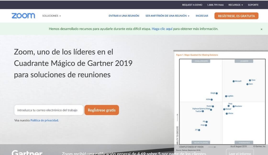 Zoom app de trabajo remoto