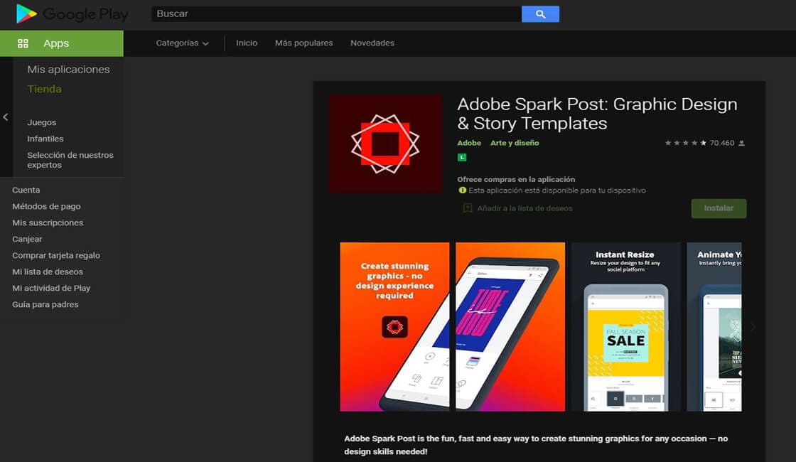 Adobe Spark Aplicacion