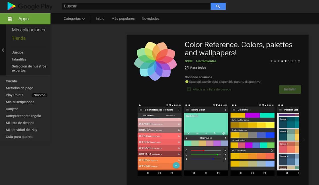 Aplicaciones de diseño gráfico para celular Color Reference 