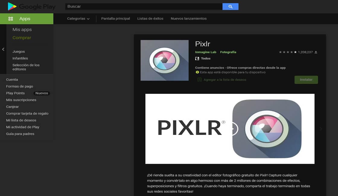 Pixlr Aplicacion