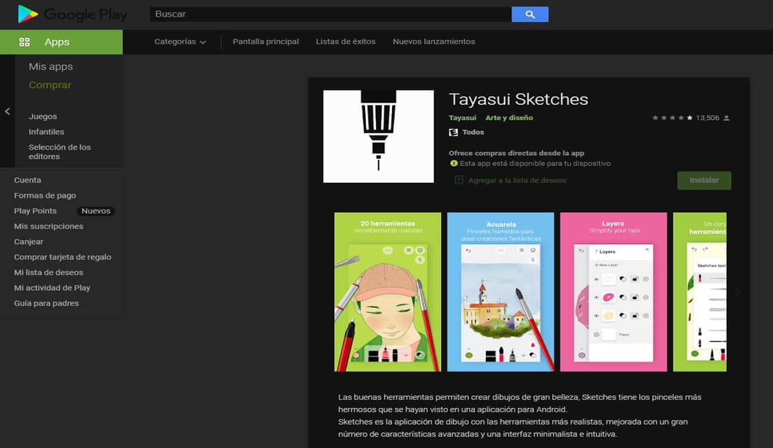 Aplicaciones de diseño grafico para celular Tayasui Sketches