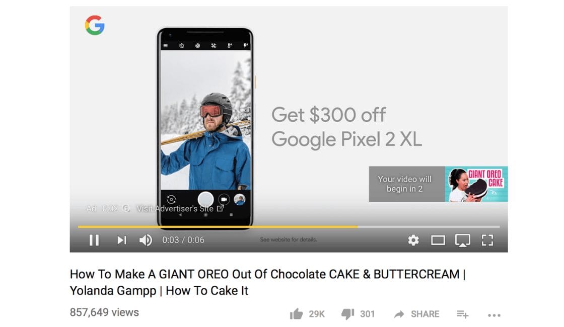 Saturación de publicidad en YouTube