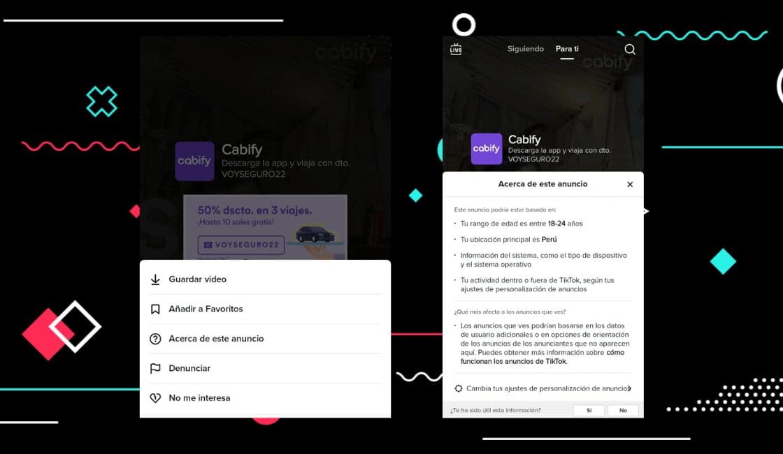 Transparencia de los anuncios de TikTok