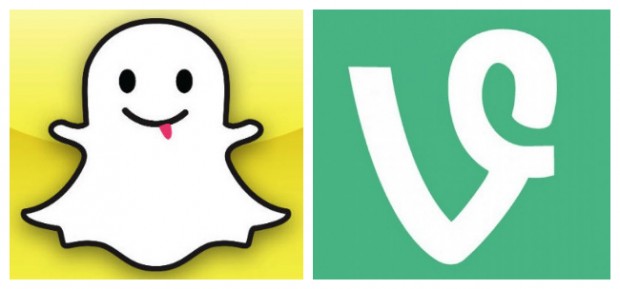 Logotipo de las aplicaciones Vine y Snapchat