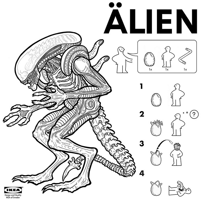 Ed Harrington IKEA alien ilustración