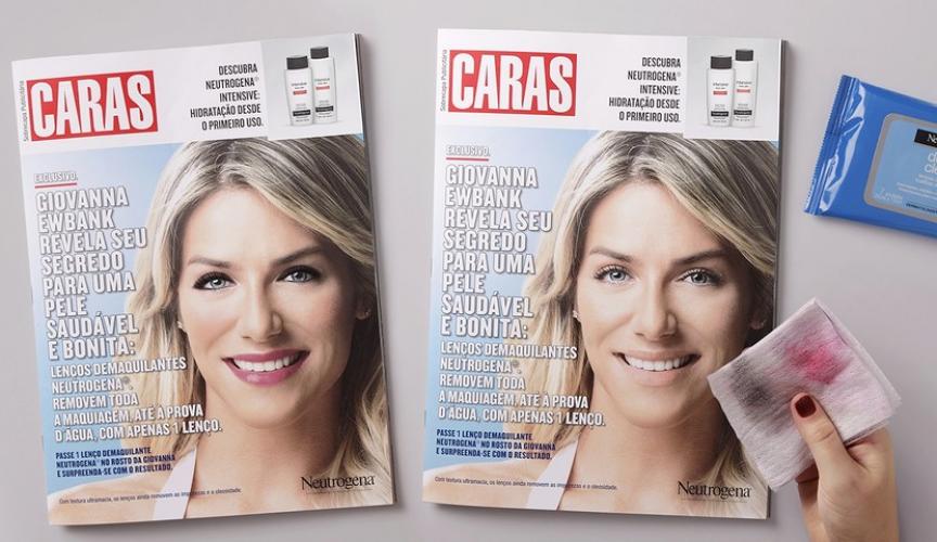 Neutrogena presenta un anuncio de revista al cual a la modelo le puedes quitar el maquillaje