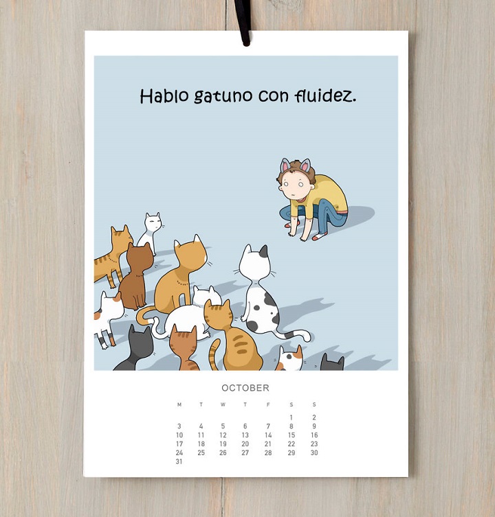octubre gatos calendario Lingvistov