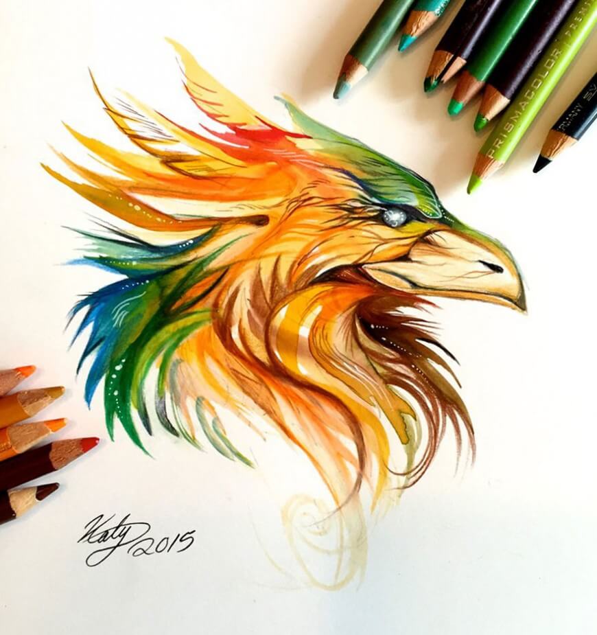 Dibujo a mano águila colores